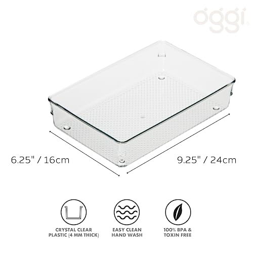 Oggi Clear Drawer Organizer | 6" X 9" | Pack of 2 | For Kitchen & Office | Utensil Storage - size: 6" by 9" (Pack of 2)