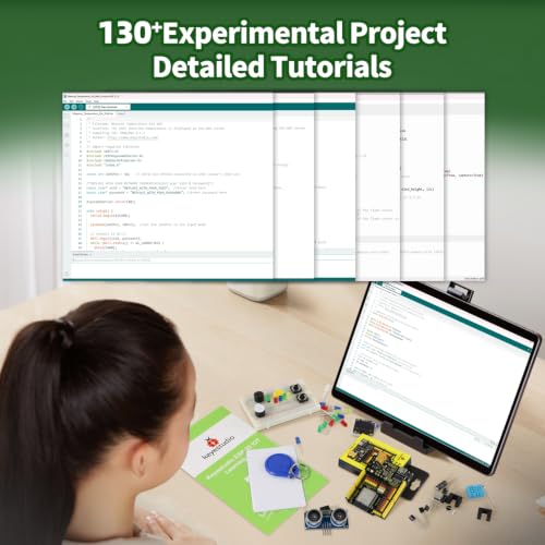 KEYESTUDIO ESP32 IoT Learning Kit for Beginners, Build Wi‑Fi & Bluetooth Smart Devices, Arduino IDE C/C++ and MicroPython Tutorials, Sensors, OLED, Motors & Complete Electronics Components