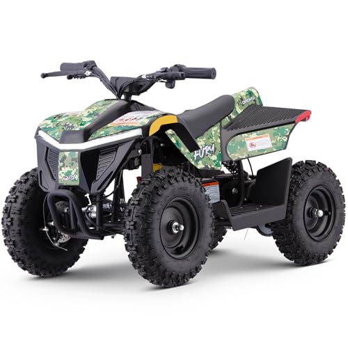 Droyd Electric ATV Fury, 36V Kids Quad Bike with 500W Brushless Powerful Motor, 8-10 Miles Long Range Electric 4 Wheeler with Throttle Controlled Dual Suspension for Boys Girls Ages 6+ (Green Cameo) - color: Green Cameo