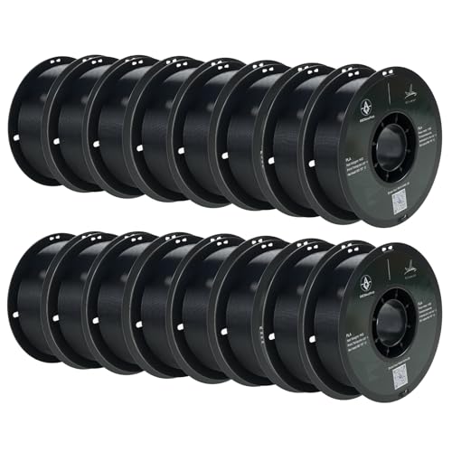 PLA 3D Printer Filament Bundle, Dimensional Accuracy +/- 0.03 mm, 16 x 1 kg Spool(35.2lbs), 1.75 mm，Black - color: 16*1kg Black