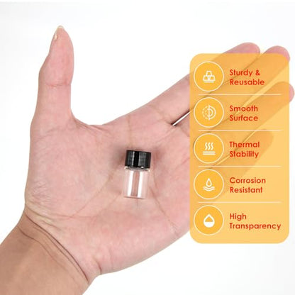 12PCS 2ml Clear Glass Small Vials with Screw Caps & Plastic Stoppers - size: 2ml