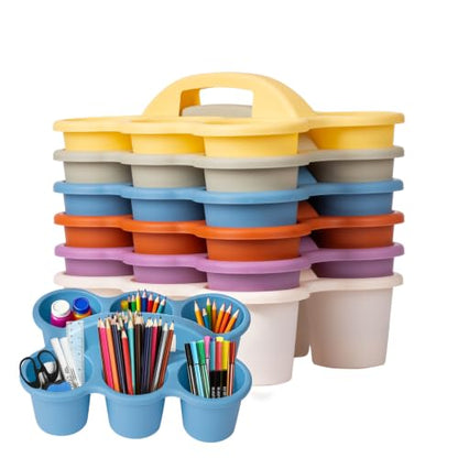 6-Pack Supply Caddy for Classroom with Handle, Macaron Multicolor - color: Pastel Multicolor