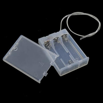 3PCS 69x48x18mm Transparent 3 AA Regular Battery Box with Wire and Switch for DIY Electric Toy and String Light