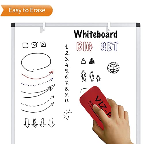 VIZ-PRO Whiteboard Easel, 36 x 24 Inches, Portable Stand Dry Erase Board - size: 36 x 24 Inches - With Flipchart Pad