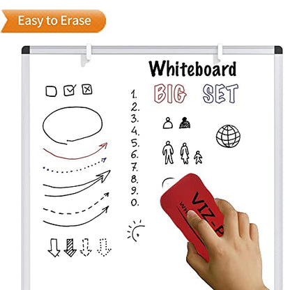 VIZ-PRO Whiteboard Easel, 36 x 24 Inches, Portable Stand Dry Erase Board - size: 36 x 24 Inches - With Flipchart Pad