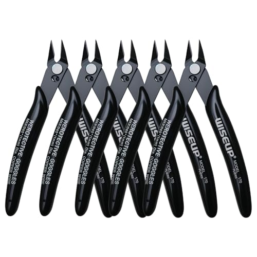 WISEUP 5pcs Small Wire Cutters, 170 Micro Flush Cutter Side Zip Tie Cutter