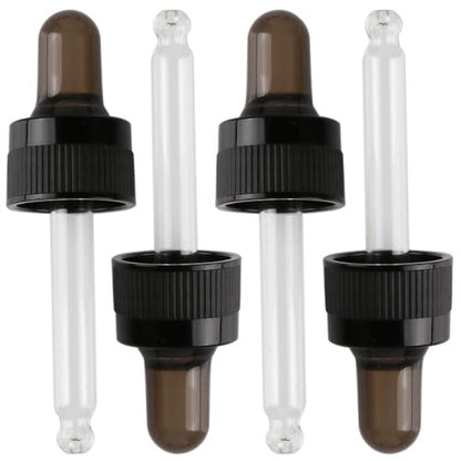 4-Pack 1/3 oz (10ml) Glass Dropper Tops for Essential Oil Bottles (18-415 Neck) - Round Tip, Made in Taiwan with SILASTIC™ RBL-9200-50 Silicone for Chemical Stability & Essential Oil Resistance - style: 1/3 oz (10ml) Round Tip