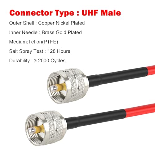 MOOKEERF RG8X Coaxial Cable 15ft,CB Coax Cable,UHF PL259 Male to Male Low Loss CB Antenna Cable 50 Ohm for HAM Radio,Antenna Analyzer,Dummy Load,SWR Meter - size: 15FT