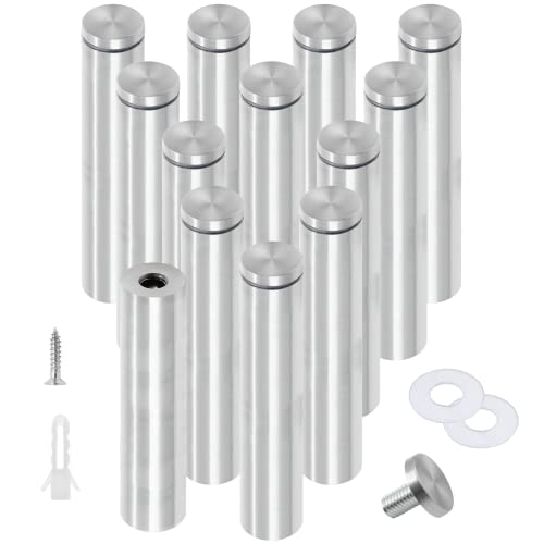 Luomorgo Stainless Steel Standoff Screws, 1/2" x 4", Silver, 12 Pcs - color: Silver, 12 Pcs, size: 1/2" x 4" / 12 x 100mm