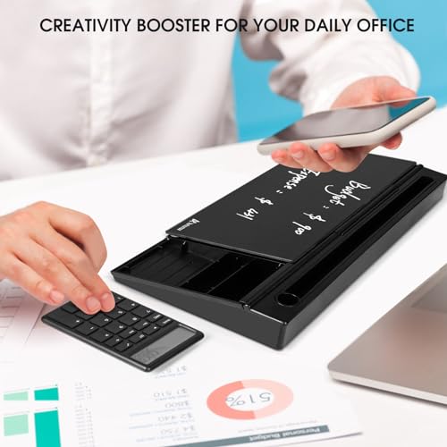 Varhomax Glass Desk Whiteboard Gray with Calculator - color: Calculator-black