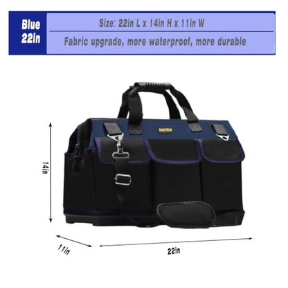 FASTECH 22in Heavy Duty Bottom Tools Bag With Wide Mouth For Tool Storage, Carrier and Organizer, Tote Bag for Men/Women, Wide Mouth Tool Bags With Inside Pockets (22 Inch) - size: 22INCH