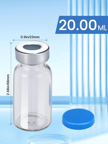 20ml Glass Vials - Self-Healing Injection Port, Sterile Empty Vials with Sealed Cap (10 Pack) - size: 20ml