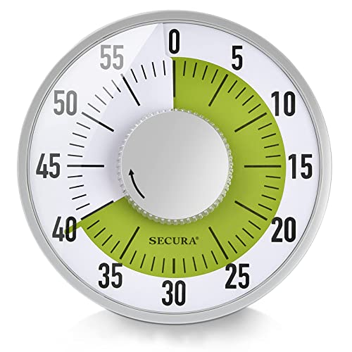 Secura 60-Minute Visual Timer 6-Inch Mechanical Countdown Timers for Teaching, Meeting, Cooking, Working - Timer for Kids with Magnetic Backing, Foldable Legs, Hanging Hole (Green) - color: Green
