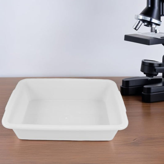 ULTECHNOVO Laboratory Tray Deep Chemical Experiment Tray Leak-Proof Plastic Storage Plate for Acid and Alkali Reagents Portable Lab for Organized Storage 9.44 X 6.69 X 2.55 in - color: White, size: 23.50X17.50X7.00CM