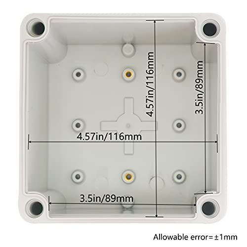 Zulkit Junction Box ABS Plastic Dustproof Waterproof IP67 Junction Boxes Universal Electrical Project Enclosure DIY Electronic Project Box Grey 4.92 x 4.92 x 3.94 inch (125 x 125 x 100 mm) - size: 4.92" x 4.92" x 3.94"