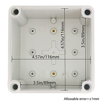 Zulkit Junction Box ABS Plastic Dustproof Waterproof IP67 Junction Boxes Universal Electrical Project Enclosure DIY Electronic Project Box Grey 4.92 x 4.92 x 3.94 inch (125 x 125 x 100 mm) - size: 4.92" x 4.92" x 3.94"