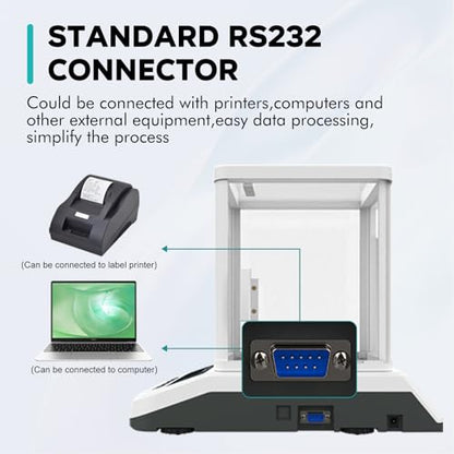LAB FISH Dual Display Analytical Balance 200g x 1mg Scale High Precision 0.001g Accuracy Lab Scale External Calibration for Laboratory Pharmacy Jewelry - size: 200
