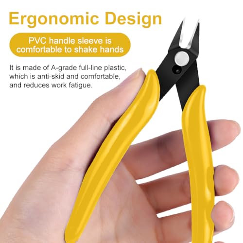 Ainiv Wire Cutters, 1PCS Spring-loaded Side Cutters Flush Diagonal Cutters - color: Yellow Wire Cutter-1pcs, size: 1pcs