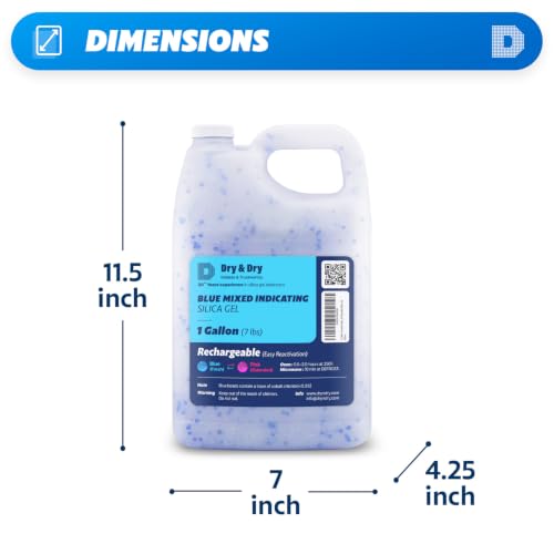 Dry & Dry [7 LBS] Blue & White Mixed Silica Gel Beads(Industry Standard) Silica - Rechargeable Silica Beads, Silica Gel, Desiccant Beads, Moisture Absorbers - color: Blue Mixed, size: 7 lbs