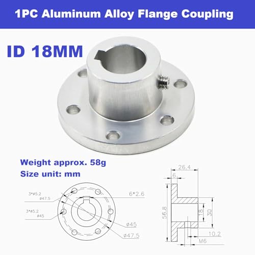 Aluminum Alloy Flange Coupling, 18 mm Inner Dia with Locking Key Slot, Flange Shaft Connector for Connecting Motor and Wheel DIY Model RC Parts (1Piece - style: 18mm with Keyway