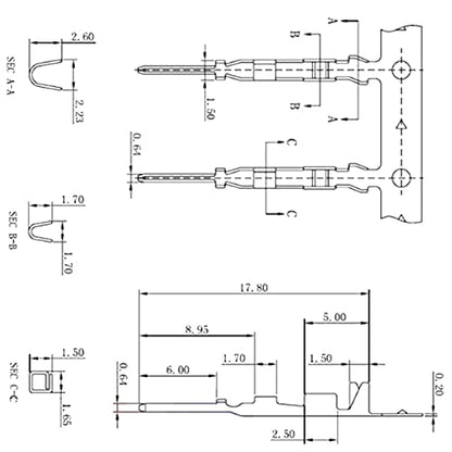 200Pairs 2.54mm Male Female Crimp Jumper Pin Connectors - size: 200pcs male and 200pcs female