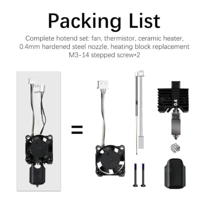 Bamboo Lab X1 X1C Hotend Assembly Complete with Hardened Steel 0.4mm Nozzle,Ceramic Heater, Thermistor, Cooling Fan for X1 Series 3D Printer Extruder Heating Block Replacement - size: 0.4MM, style: X1 Series