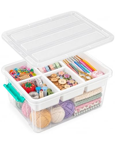 EOENVIVS 17 QT Craft Storage Box, Craft Organizers and Storage with Tray - color: Green