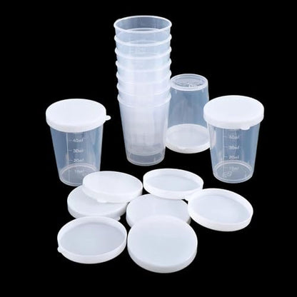 10Pcs 50ml Plastic Transparent Measuring Cups With Lid Test Calibration Liquid Container Measuring Tools
