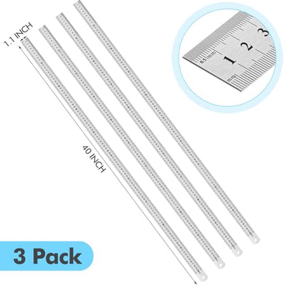 EBOOT 3 Pack 40inch Metal Rulers, Imperial Metric - size: 40inch