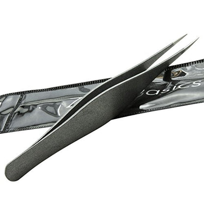 Ingrown Hair Tweezers by Zizzili Basics - Surgical Grade Stainless Steel Fine Pointed Tweezer - Precision Aligned Tips for Splinter, Eyebrow & Facial Hair Removal - with Bonus Tip Guard & Carry Pouch - color: Silver