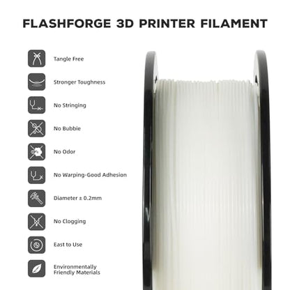 FLASHFORGE PLA Filament 1.75mm, 3D Printer Filament 1kg (2.2lbs) Spool, Dimensional Accuracy +/- 0.02mm, 3D Printing Filament Easy to Use and Fits for Most FDM 3D Printers (Natural) - color: Natural