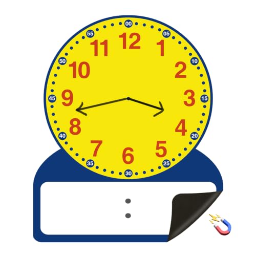 Magnetic Dry Erase Teaching Clock, Analog & Digital Time - size: 12x10" Rectangle