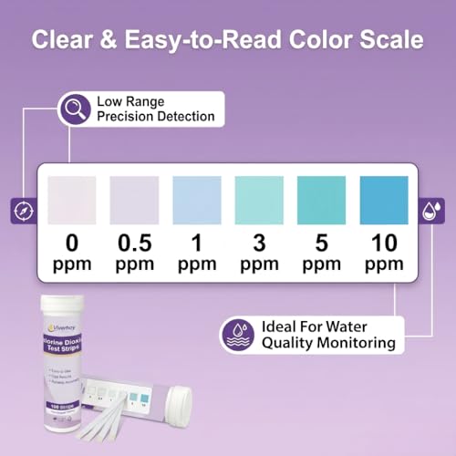 Chlorine Dioxide Test Strips 0-10ppm, 100 Count, Water Test Kit
