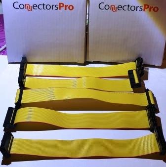 PC Accessories - Connectors Pro 20P 25cm 10 Inches Length 5-Pack Yellow Flat Ribbon Cable with 2.54mm FC 20 Pins 2x10 Female to Female Connector (20P-25cm-5PK) - size: 20P-25cm-5PK