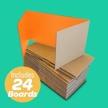 Flipside Products 18" x 48" Orange Project Boards, Pack of 24, Trifold, Presentation Board, DIY Projects, Small Display, Science Fair, Classroom, Clubs, 4H, Graduation - color: Orange