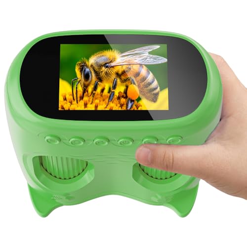 2-in-1 Kids Microscope Telescope, Temodu 2.0" 1000X Digital Microscope for Kids, HD Portable Education Telescope for Kids Birthday Festival Gift, Science Fun Toys for Children Age 4-12 (Green) - color: Green