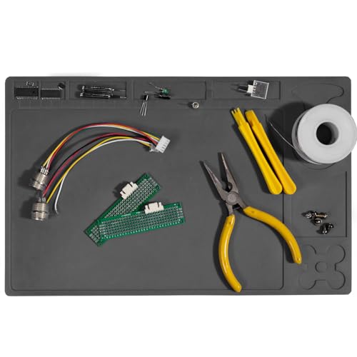 WEP M150 Silicone Soldering Mat 12.9x8.2 inches Heat-resistant with 5 Function Zones, Soldering Mat for, electronics repair, DIY Projects - size: 12.9x8.2 inches