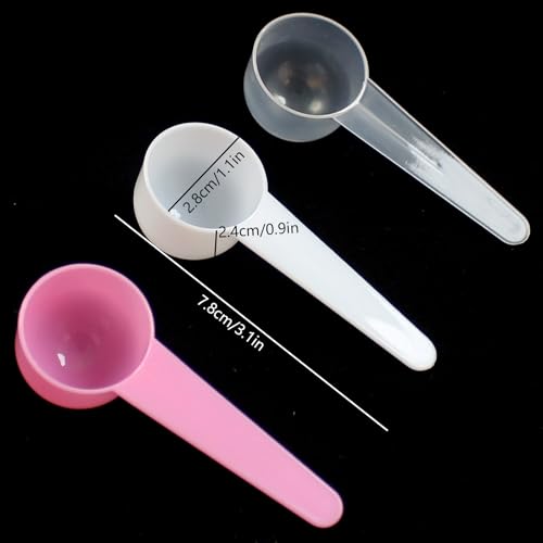 12 Pack Plastic Measuring Scoops, Teaspoon (1 tablespoon/10 mL) Long Handle Scoops for Measuring Coffee Tea Milk Spices Protein Powders Cooking Pet Food (Pink) - color: Pink