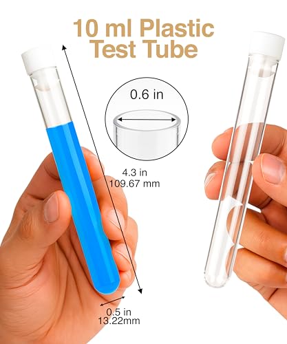 Berenti Clear Plastic Test Tubes with Screw Top Lids, 25 Pack, 10 ml - style: 10 ML (25 Pcs)