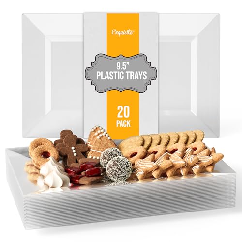 Exquisite 20 Pcs Clear Plastic Serving Trays for Party 9.5" Clear Platters - color: Clear, size: 9.5 Inches