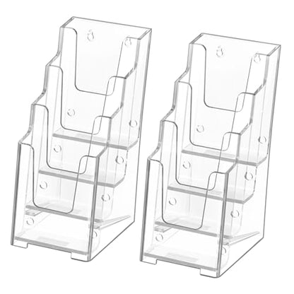 MaxGear 4 Tier Acrylic Brochure Display Holder, 4 Inch Wide, 2 Pack - size: 4"x9"-4 Tier