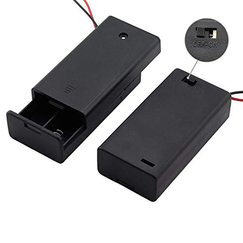 6 Pieces 2 Slots x 1.5V AA Battery Case Holder Battery Spring Clip Storage Box Wire Leads with On/Off Switch - size: 6 x 2 Slots AA with Switch