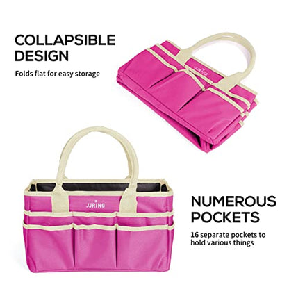 JJRING 600D Nylon Craft & Art Organizer Tote Bag With Pockets, Rose Red - color: Rose red, size: Small