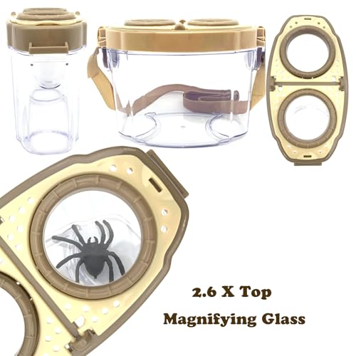 Bug Catcher Kit, Kids Bug Collection Kit, Outdoor Nature Explorer Kit, Science Educational Kit with Tweezers, Magnifying Glass, Bug Observation Container(Gold)