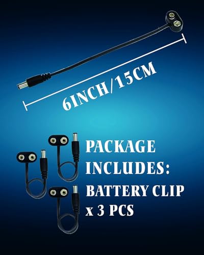 9 V Pedal Battery Clip 3 Pack 5521 Converter Center Negative