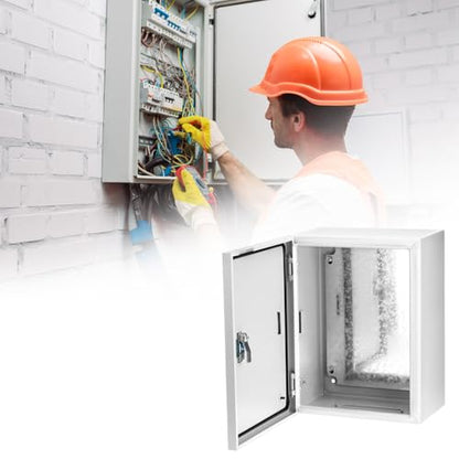 QWORK Steel Enclosure, 16x12x8 Carbon Steel Electrical Box, Waterproof with Lock and Hinge