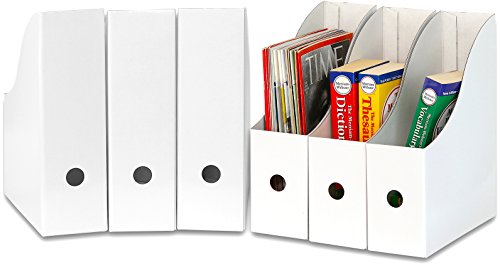 Simple Houseware 6-Pack Magazine File Holder Box, Foldable Cardboard Organizer, White - color: white, size: 6 Pack