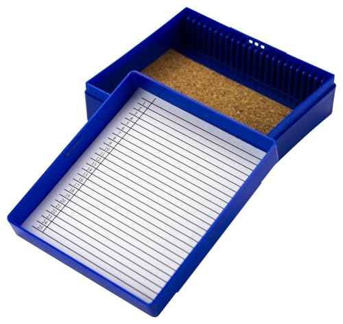 Caplugs Evergreen 258-5811-B10 HS2L Series Slide Storage Mailing Box, 25 Places, Mailing Box for Safely Shipping Microscope Slides, Styrenic Thermoplastic Polypropylene, Blue, 20 Pack (2585811B10E1)