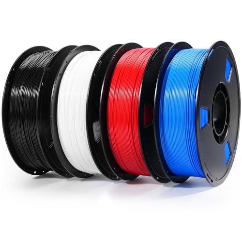 Dynta PLA Filament 1.75mm 4x1KG Bundle (Black White Red Blue) for 3D Prints - color: 1kgx4-black+white+blue+red
