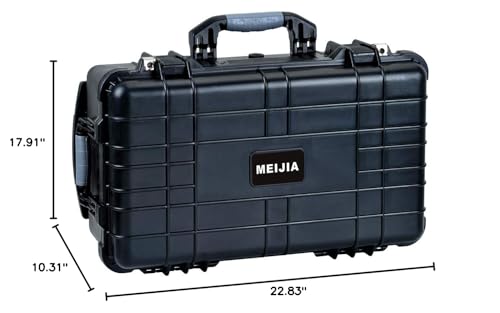 MEIJIA Rolling Waterproof Hard Protective Case, Hard Camera Case with Retractable Pull Handle and Wheels,Customizable Fit Foam Inserted, Black, 22.83 x 17.91 x 10.31 inches - size: 22.83 x 17.91 x 10.31 inches